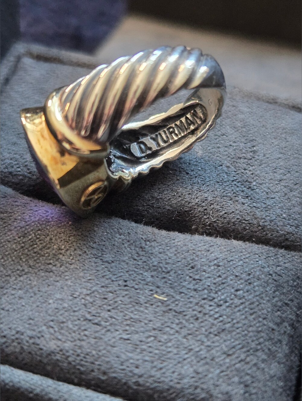 David Yurman Amethyst Sterling Silver 925 & 14K Yellow Gold Ring - Picture 3 of 6